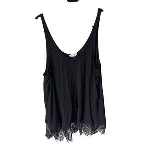 Mitto Shop Tank Top Size Medium Ribbed Sleeveless Scoop Neck Lace Hem Whimsigoth